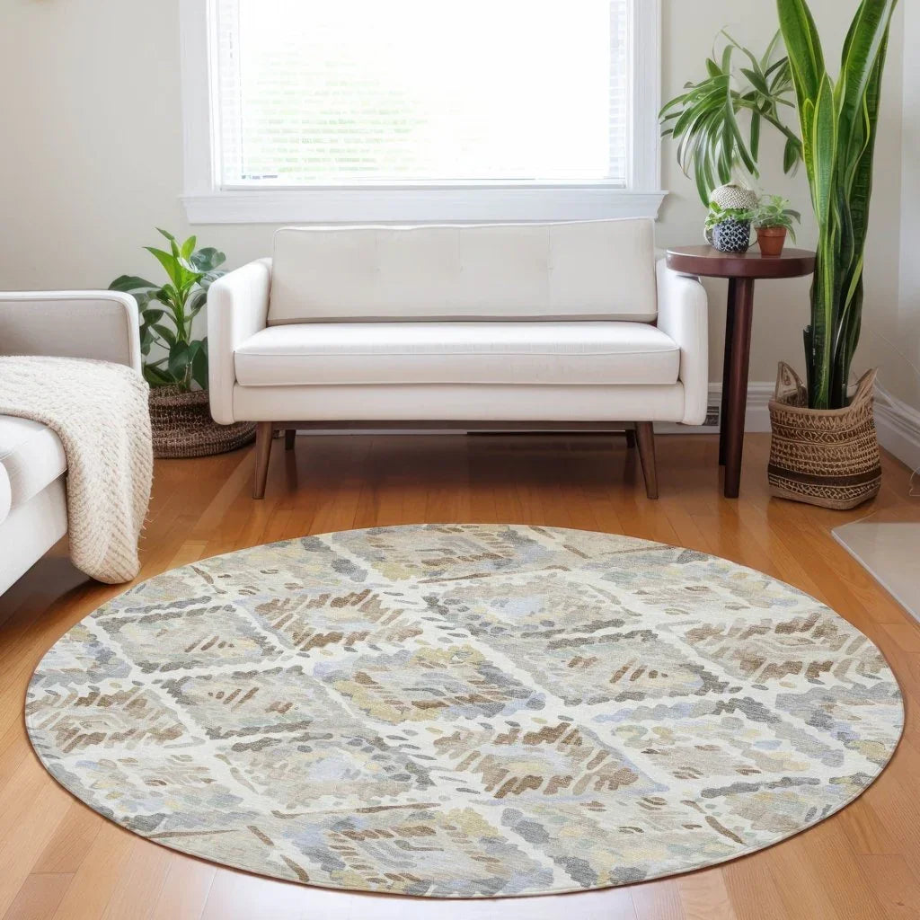 LOOMLAN Rugs Ilyone Ivory Washable Indoor-Outdoor Rug
