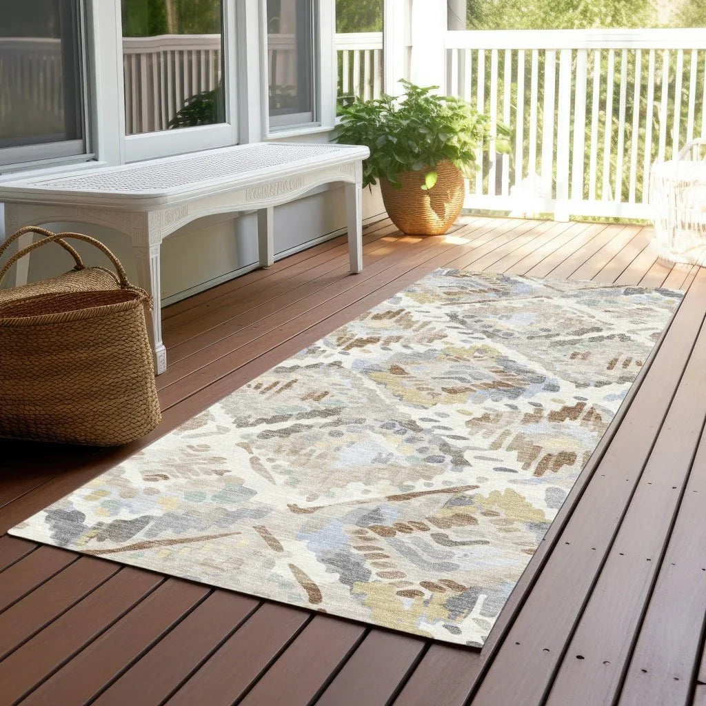 LOOMLAN Rugs Ilyone Ivory Washable Indoor-Outdoor Rug