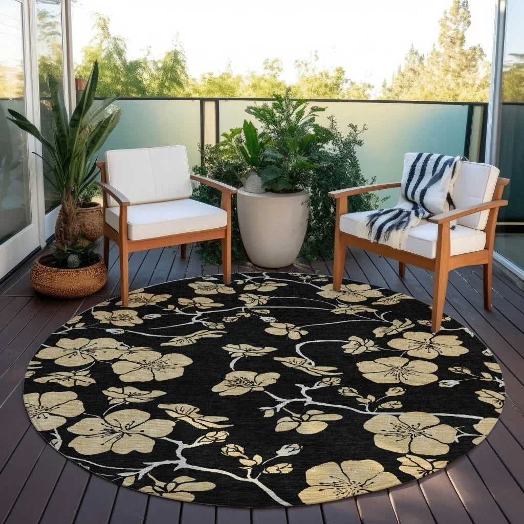 LOOMLAN Rugs Inoa Black Washable Indoor-Outdoor Rug