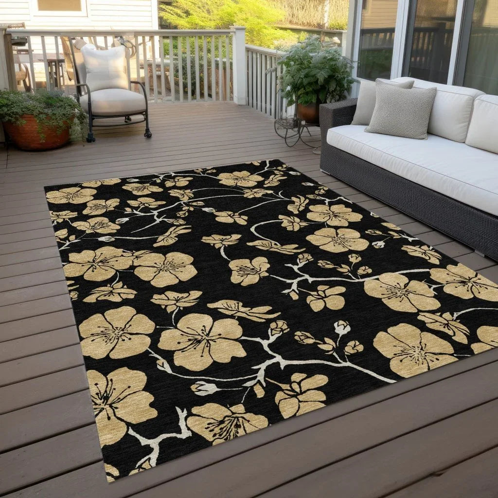 LOOMLAN Rugs Inoa Black Washable Indoor-Outdoor Rug