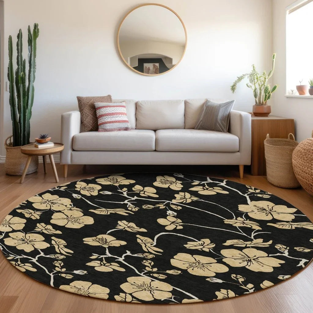 LOOMLAN Rugs Inoa Black Washable Indoor-Outdoor Rug