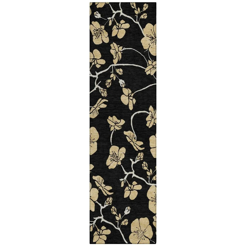 LOOMLAN Rugs Inoa Black Washable Indoor-Outdoor Rug