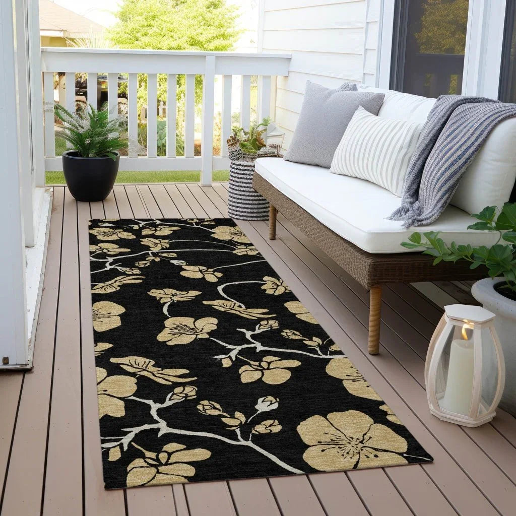 LOOMLAN Rugs Inoa Black Washable Indoor-Outdoor Rug