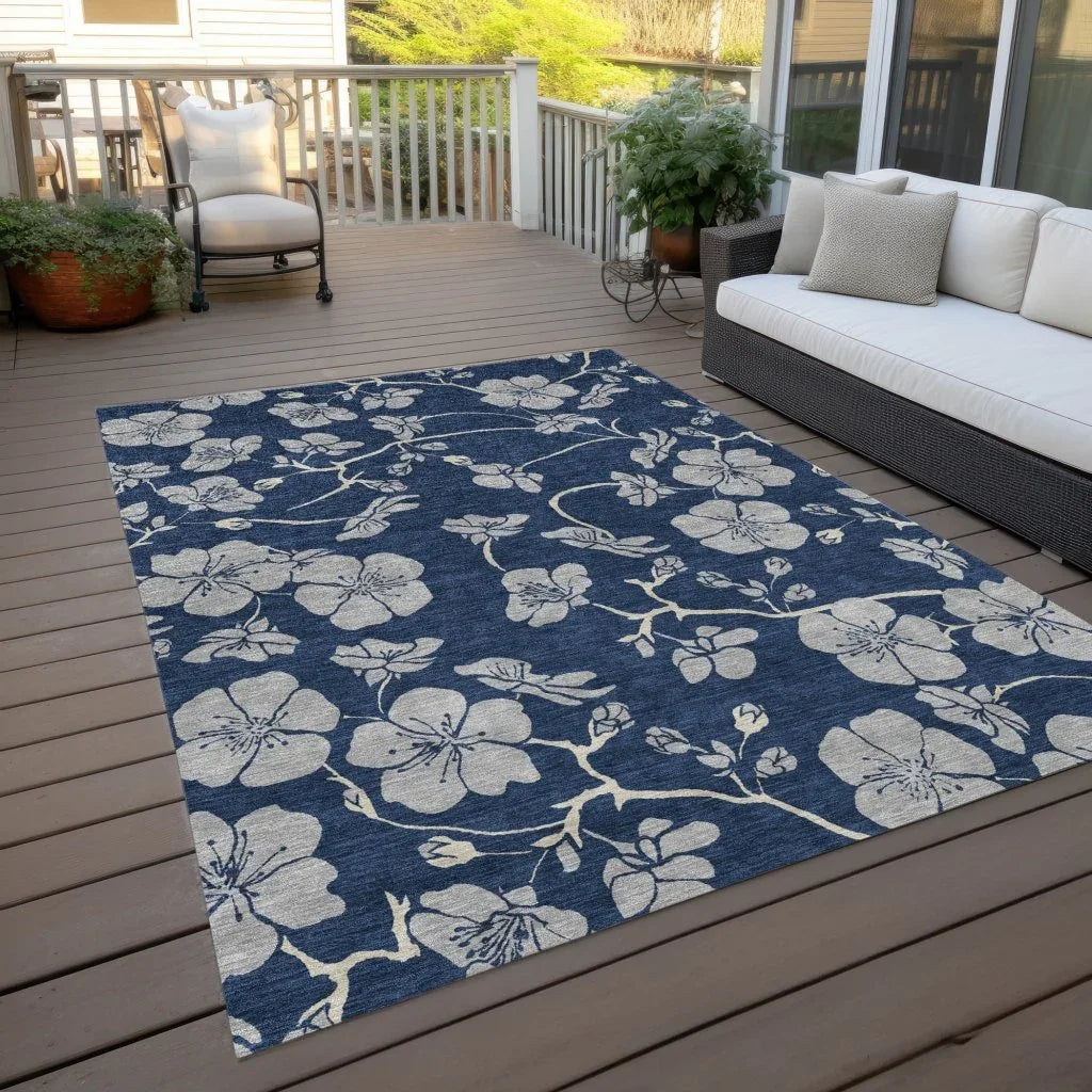 LOOMLAN Rugs Inoa Blue Washable Indoor-Outdoor Rug