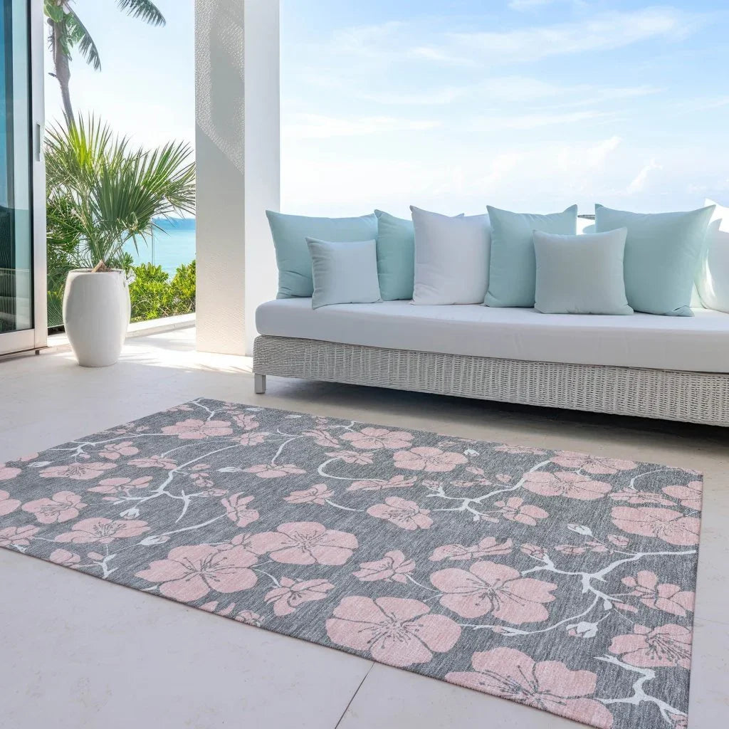LOOMLAN Rugs Inoa Gray Washable Indoor-Outdoor Rug