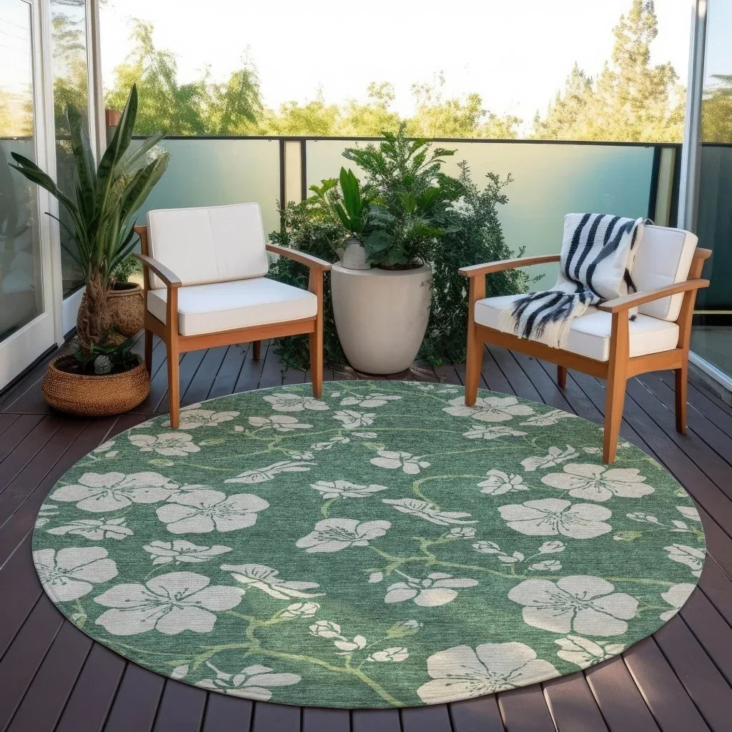 LOOMLAN Rugs Inoa Green Washable Indoor-Outdoor Rug