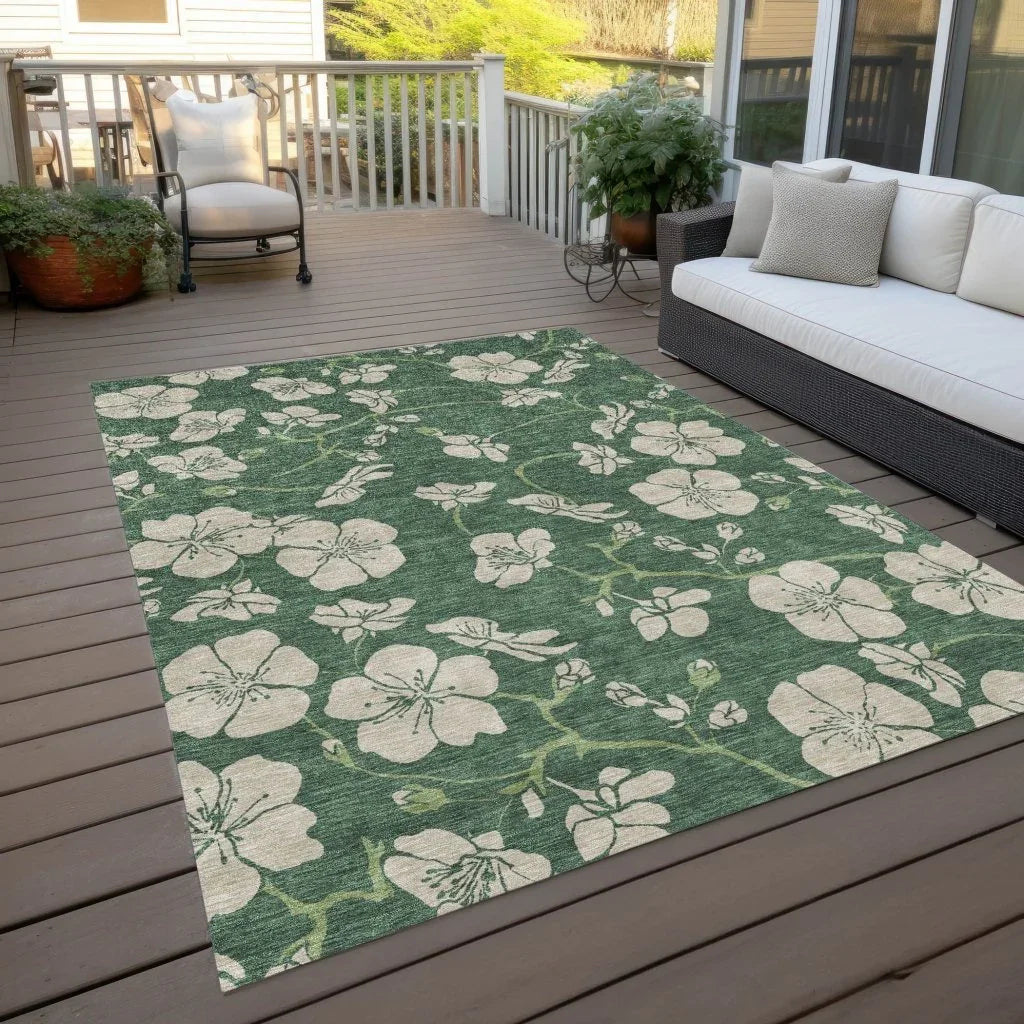 LOOMLAN Rugs Inoa Green Washable Indoor-Outdoor Rug