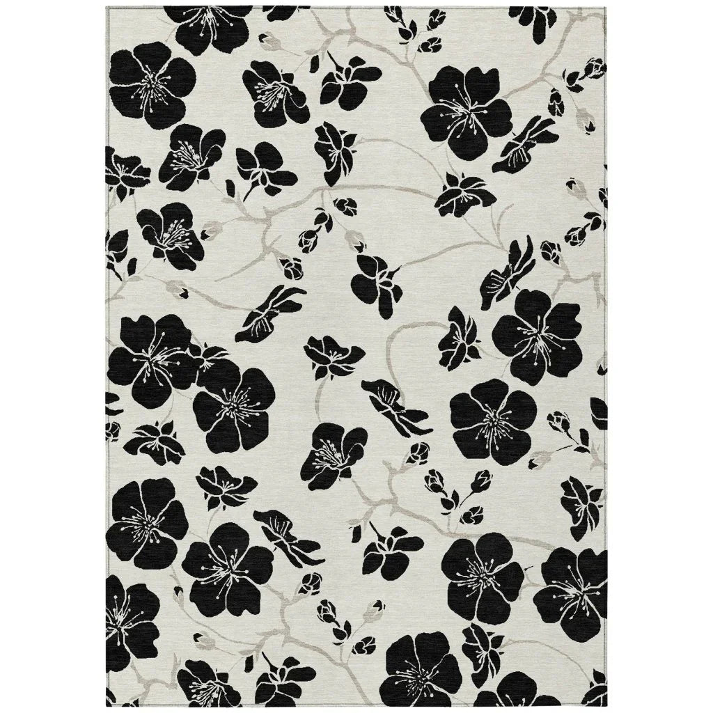 LOOMLAN Rugs Inoa Ivory Washable Indoor-Outdoor Rug