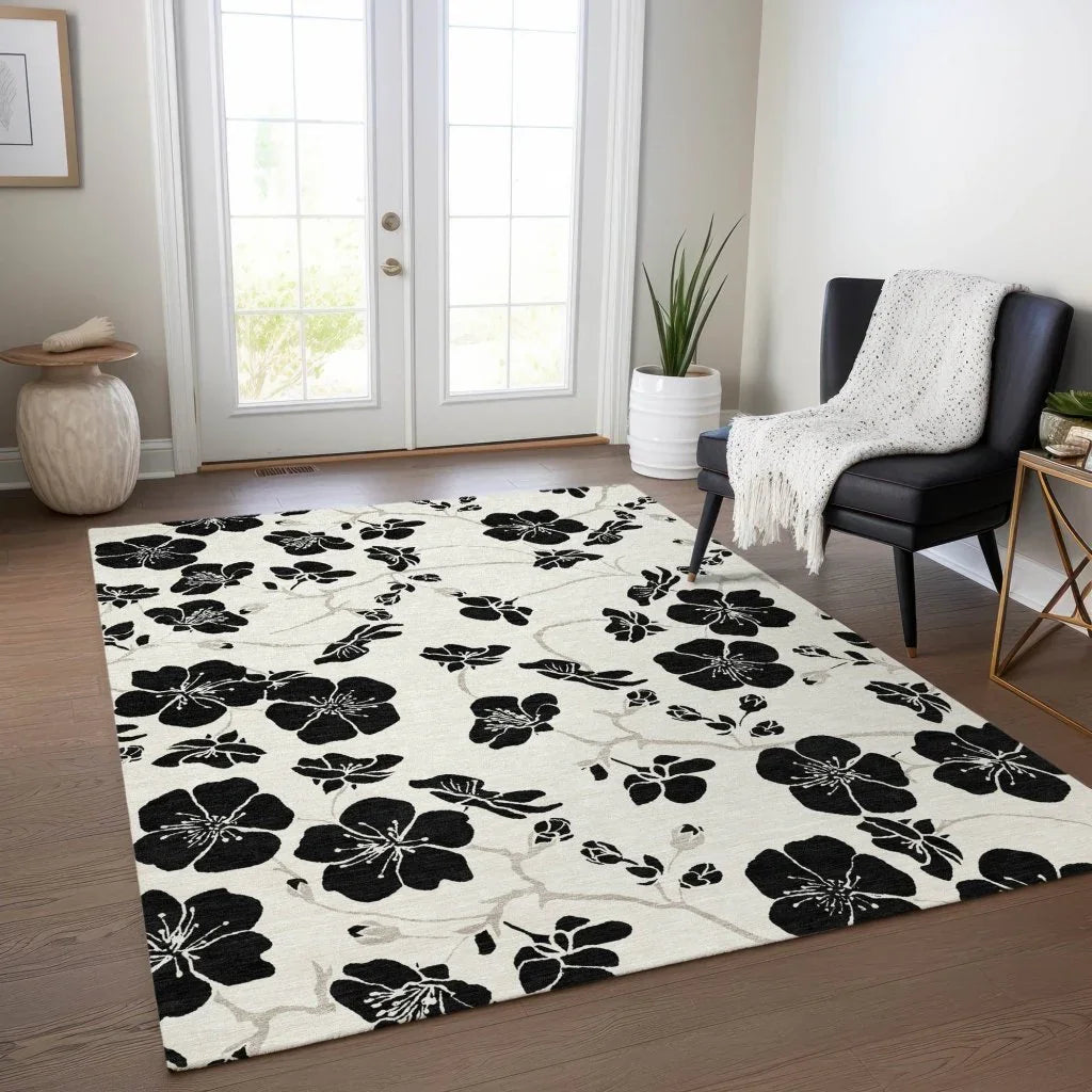 LOOMLAN Rugs Inoa Ivory Washable Indoor-Outdoor Rug