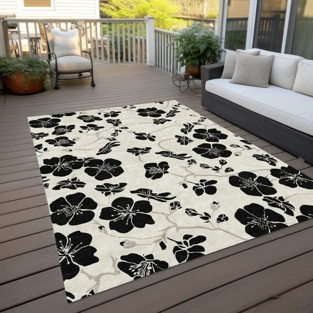 LOOMLAN Rugs Inoa Ivory Washable Indoor-Outdoor Rug