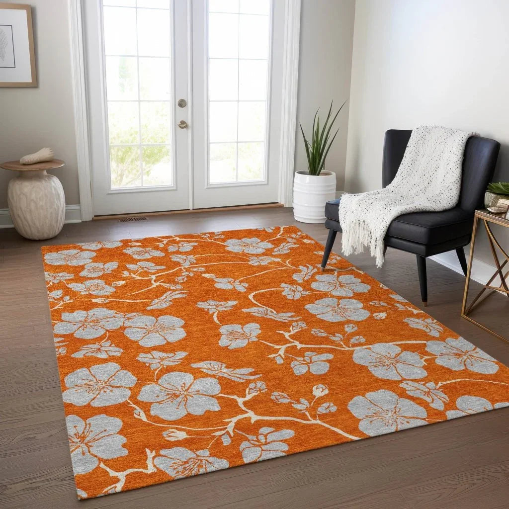 LOOMLAN Rugs Inoa Orange Washable Indoor-Outdoor Rug