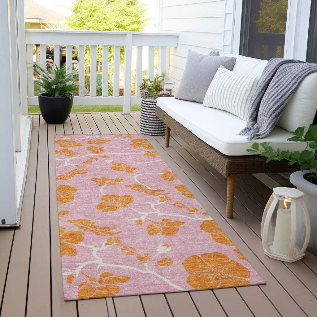 LOOMLAN Rugs Inoa Pink Washable Indoor-Outdoor Rug