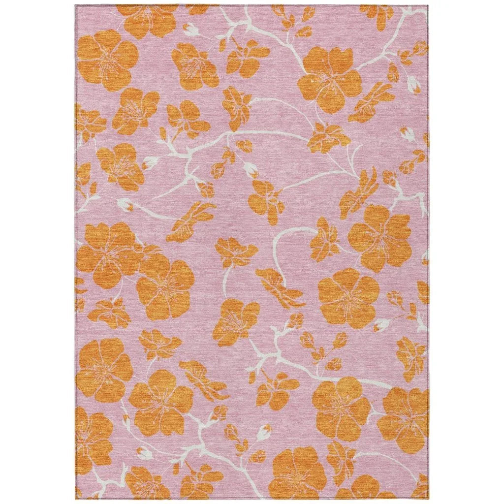 LOOMLAN Rugs Inoa Pink Washable Indoor-Outdoor Rug