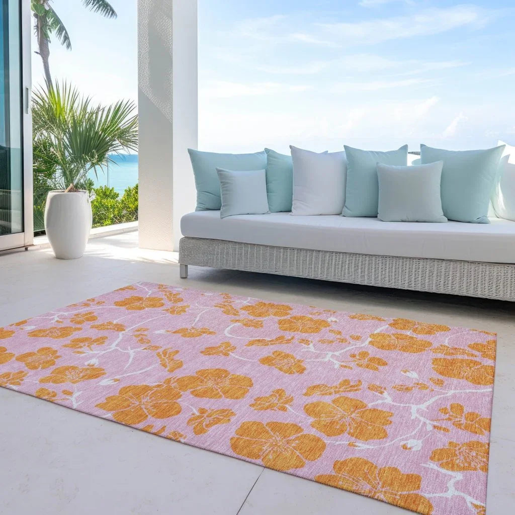 LOOMLAN Rugs Inoa Pink Washable Indoor-Outdoor Rug