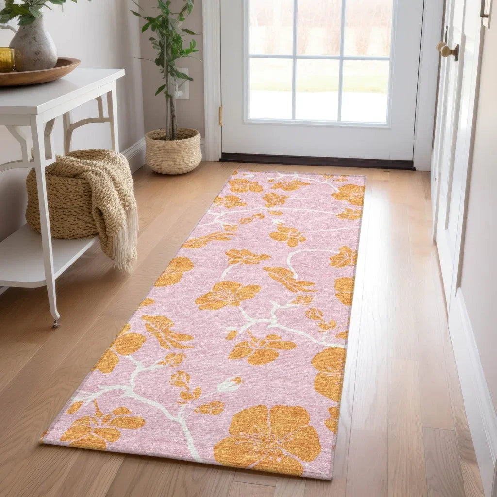 LOOMLAN Rugs Inoa Pink Washable Indoor-Outdoor Rug