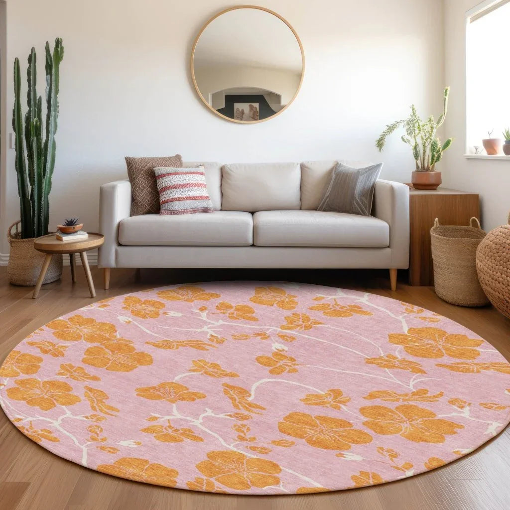 LOOMLAN Rugs Inoa Pink Washable Indoor-Outdoor Rug