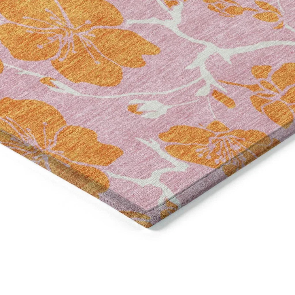 LOOMLAN Rugs Inoa Pink Washable Indoor-Outdoor Rug