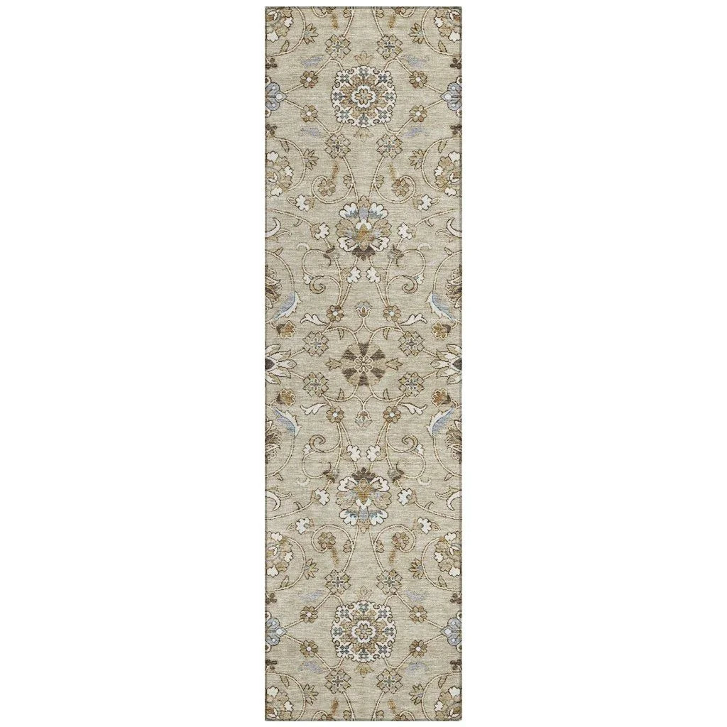 LOOMLAN Rugs Irene Beige Washable Indoor-Outdoor Rug