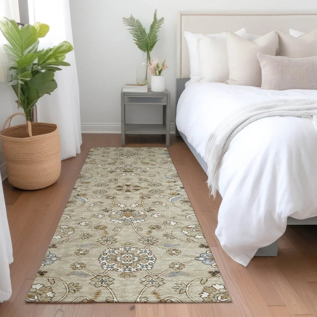 LOOMLAN Rugs Irene Beige Washable Indoor-Outdoor Rug