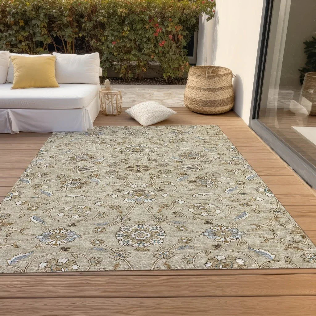 LOOMLAN Rugs Irene Beige Washable Indoor-Outdoor Rug