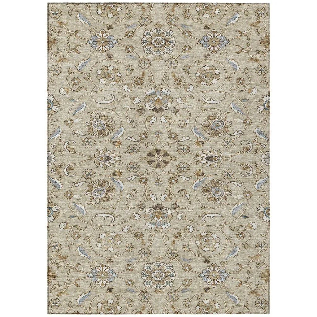 LOOMLAN Rugs Irene Beige Washable Indoor-Outdoor Rug