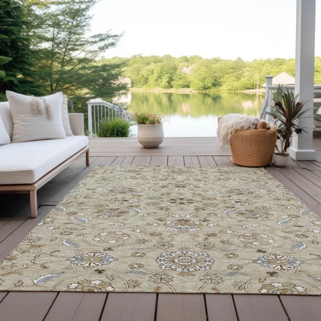 LOOMLAN Rugs Irene Beige Washable Indoor-Outdoor Rug