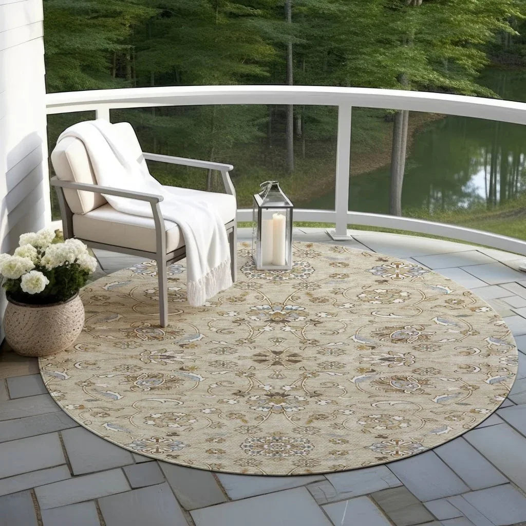 LOOMLAN Rugs Irene Beige Washable Indoor-Outdoor Rug