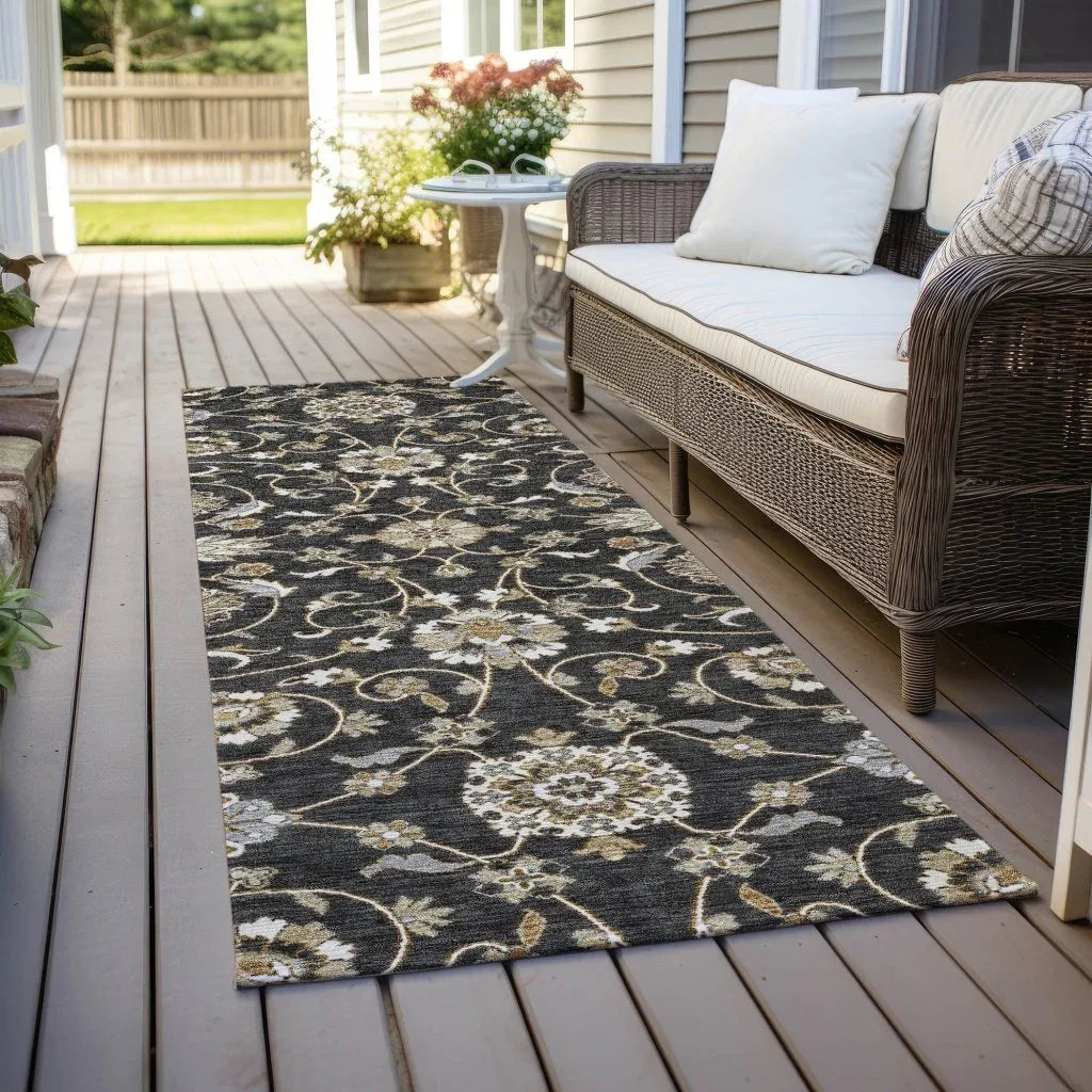 LOOMLAN Rugs Irene Black Washable Indoor-Outdoor Rug