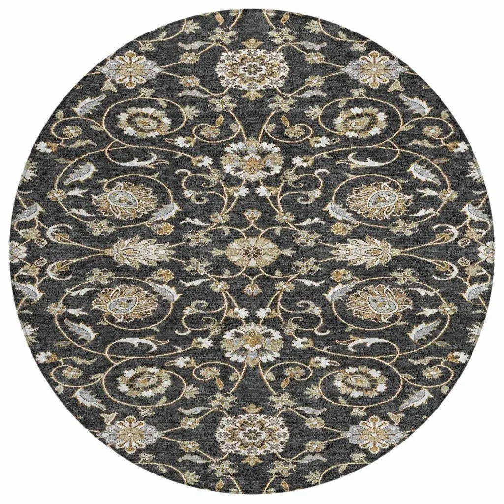 LOOMLAN Rugs Irene Black Washable Indoor-Outdoor Rug