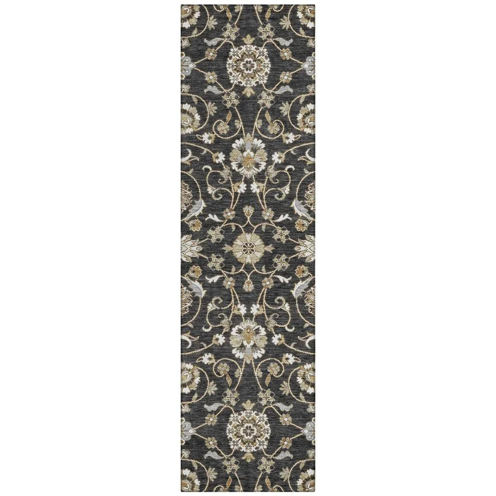 LOOMLAN Rugs Irene Black Washable Indoor-Outdoor Rug