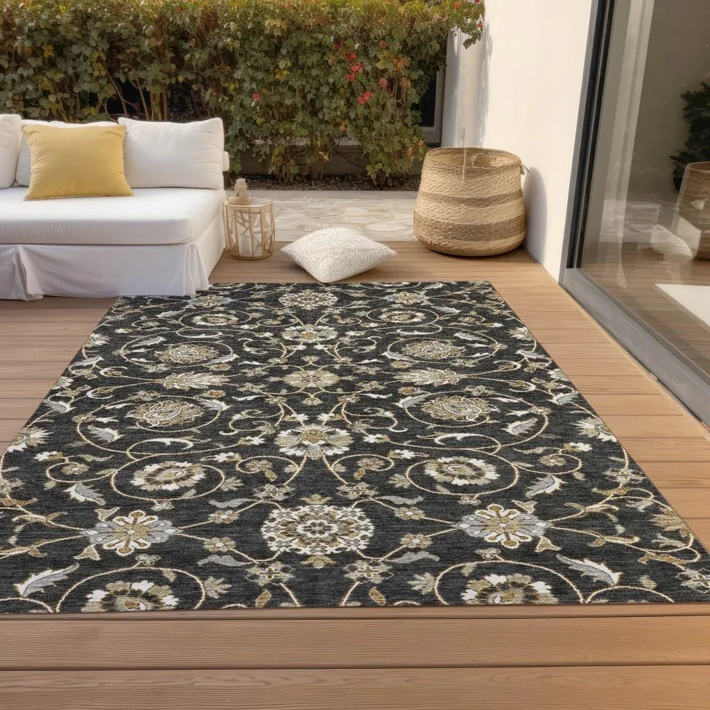 LOOMLAN Rugs Irene Black Washable Indoor-Outdoor Rug
