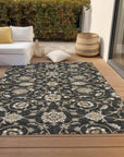 LOOMLAN Rugs Irene Black Washable Indoor-Outdoor Rug