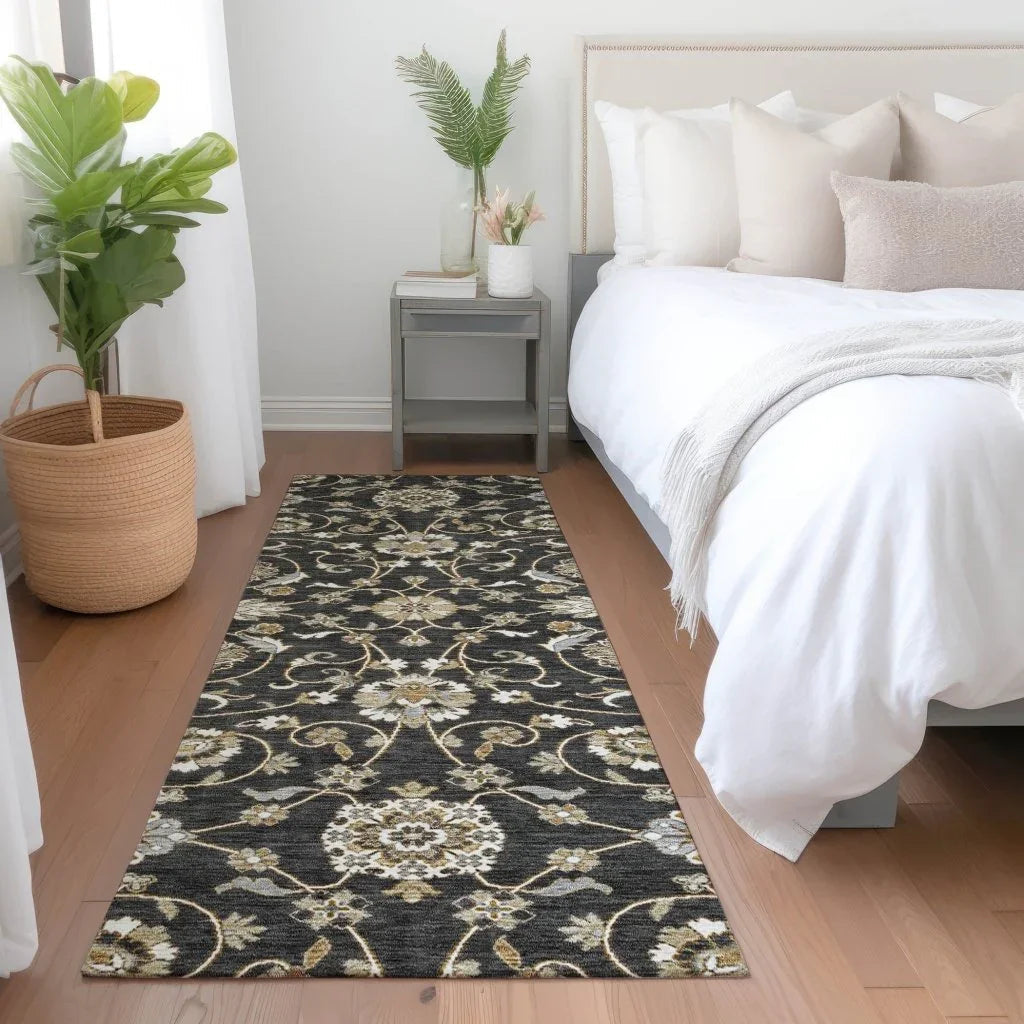 LOOMLAN Rugs Irene Black Washable Indoor-Outdoor Rug