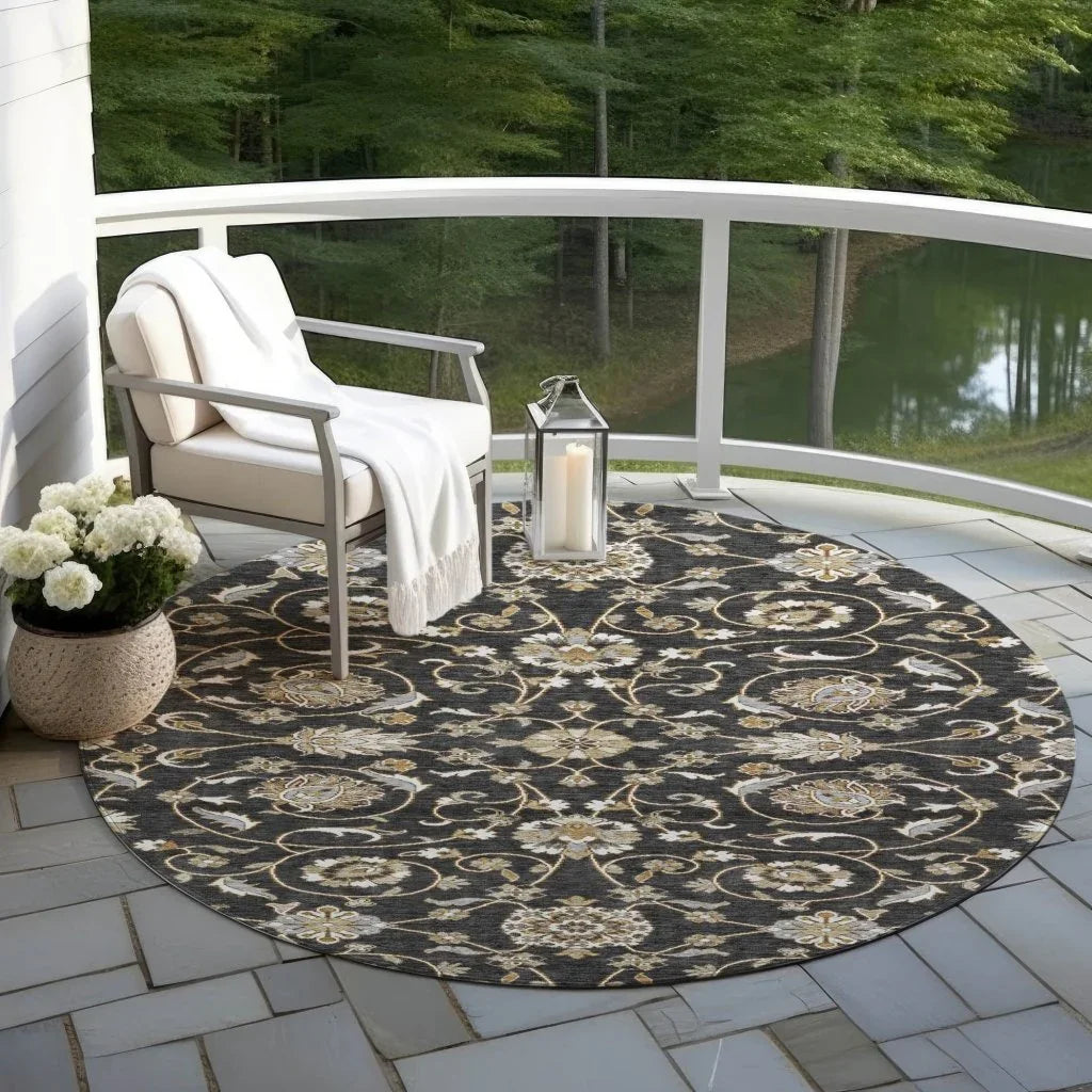 LOOMLAN Rugs Irene Black Washable Indoor-Outdoor Rug