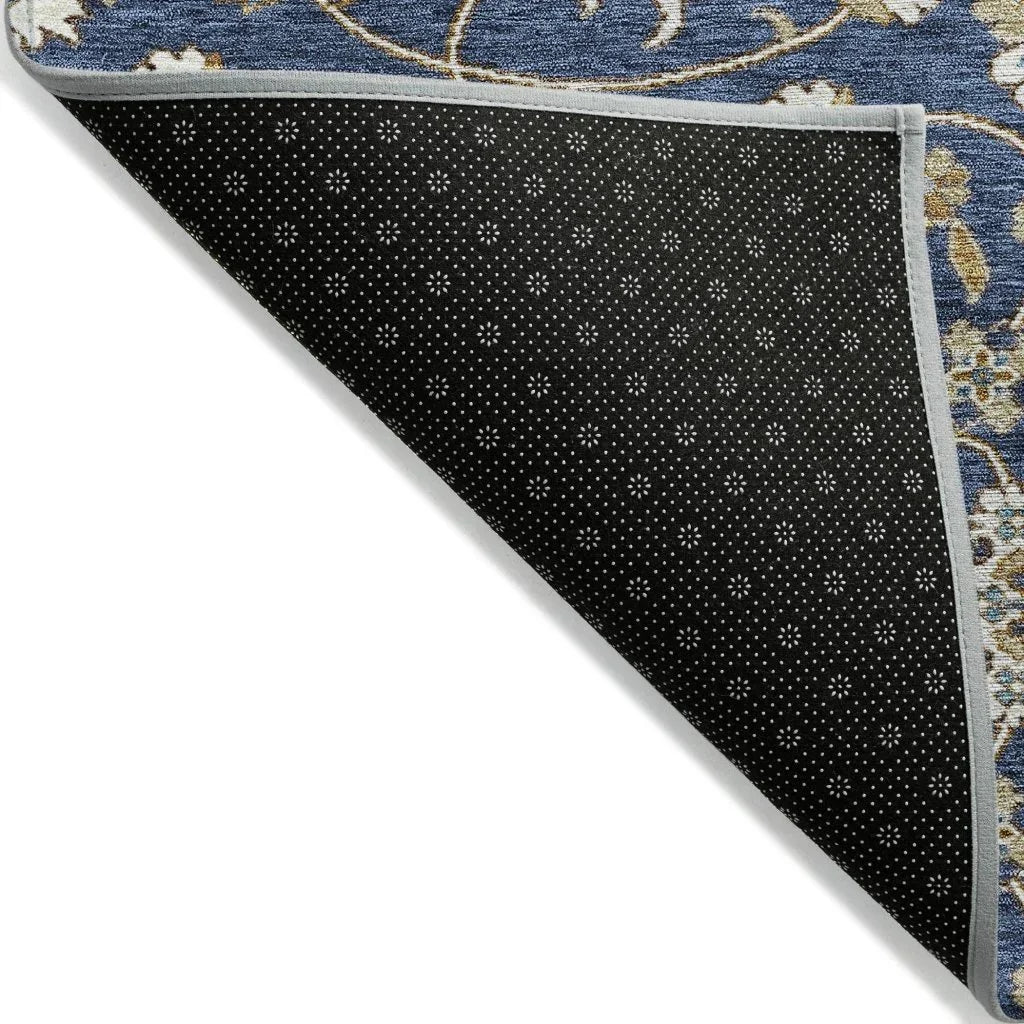 LOOMLAN Rugs Irene Blue Washable Indoor-Outdoor Rug