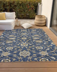 LOOMLAN Rugs Irene Blue Washable Indoor-Outdoor Rug