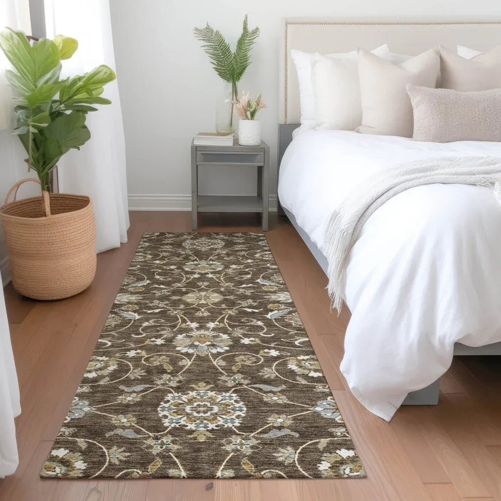 LOOMLAN Rugs Irene Brown Washable Indoor-Outdoor Rug