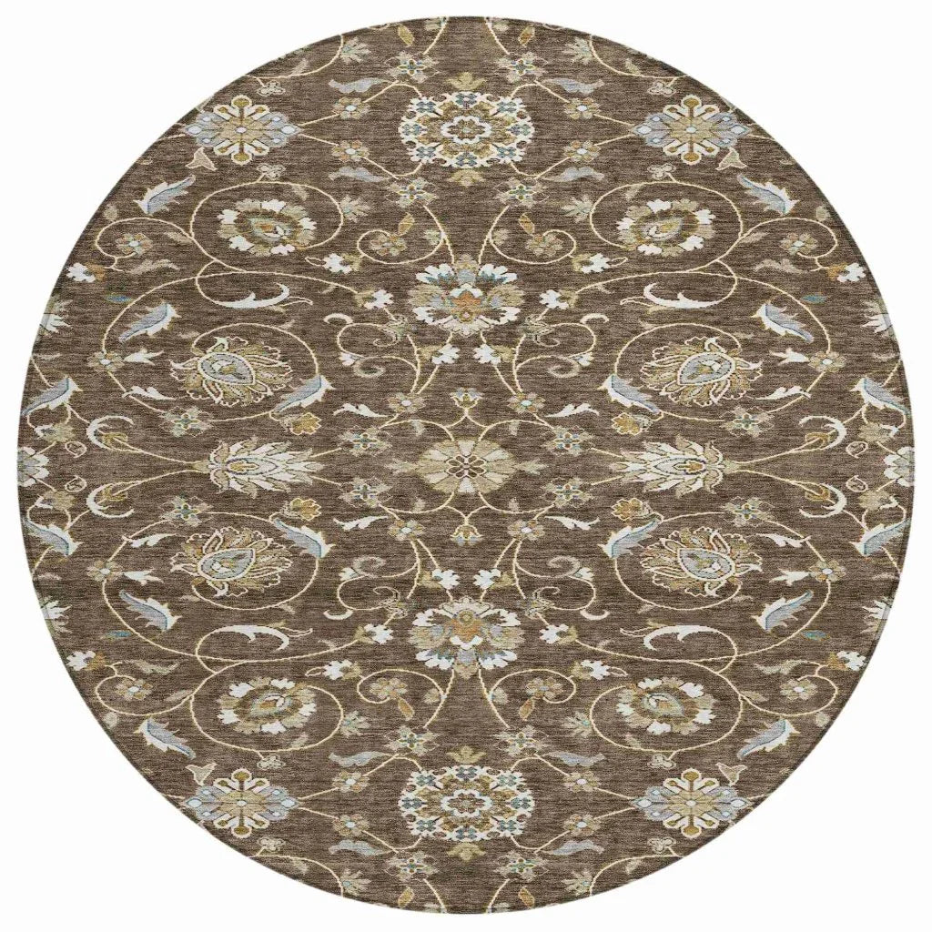 LOOMLAN Rugs Irene Brown Washable Indoor-Outdoor Rug
