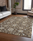 LOOMLAN Rugs Irene Brown Washable Indoor-Outdoor Rug