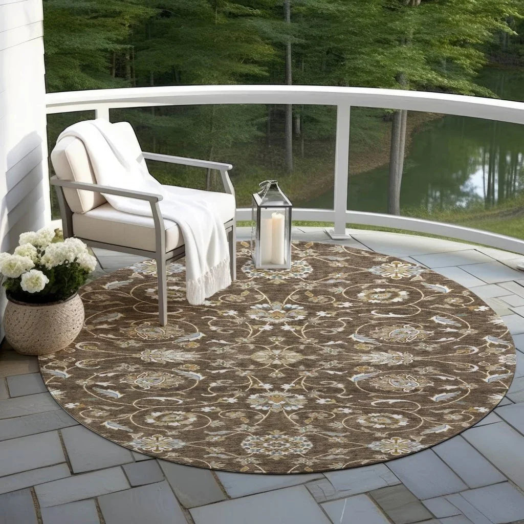 LOOMLAN Rugs Irene Brown Washable Indoor-Outdoor Rug