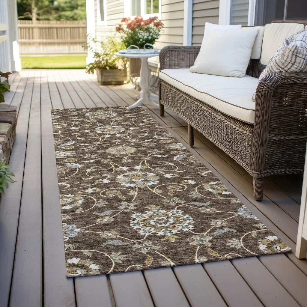 LOOMLAN Rugs Irene Brown Washable Indoor-Outdoor Rug