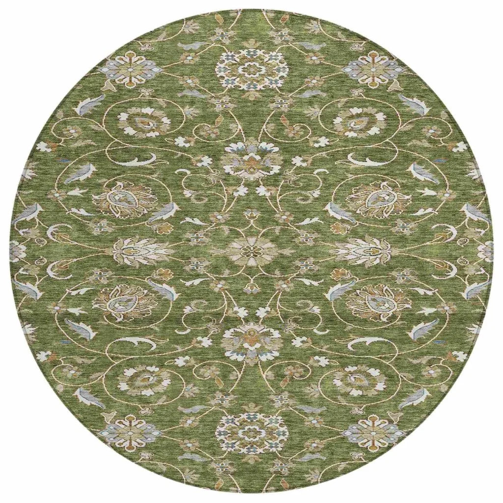 LOOMLAN Rugs Irene Green Washable Indoor-Outdoor Rug