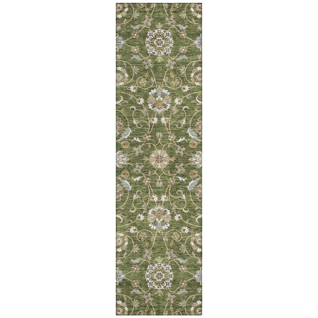 LOOMLAN Rugs Irene Green Washable Indoor-Outdoor Rug