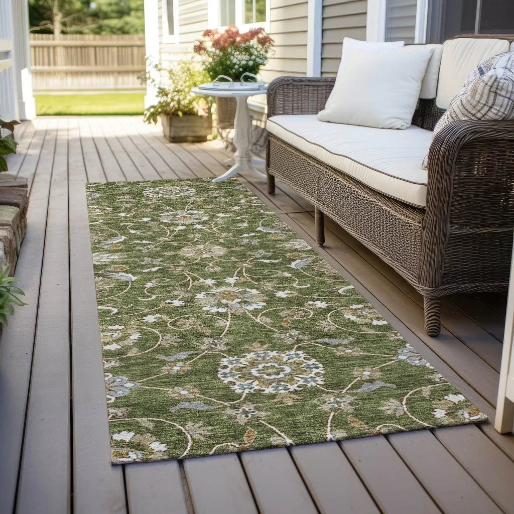 LOOMLAN Rugs Irene Green Washable Indoor-Outdoor Rug