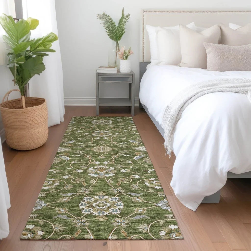 LOOMLAN Rugs Irene Green Washable Indoor-Outdoor Rug