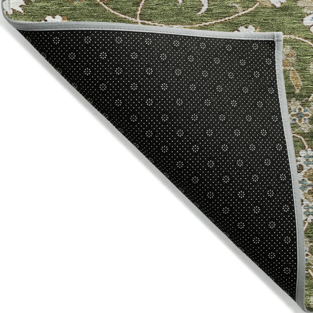 LOOMLAN Rugs Irene Green Washable Indoor-Outdoor Rug
