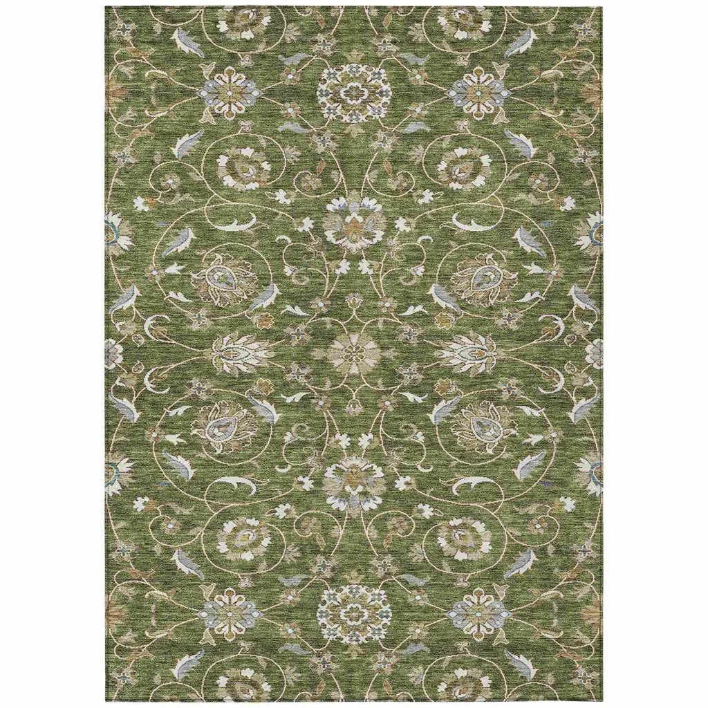 LOOMLAN Rugs Irene Green Washable Indoor-Outdoor Rug