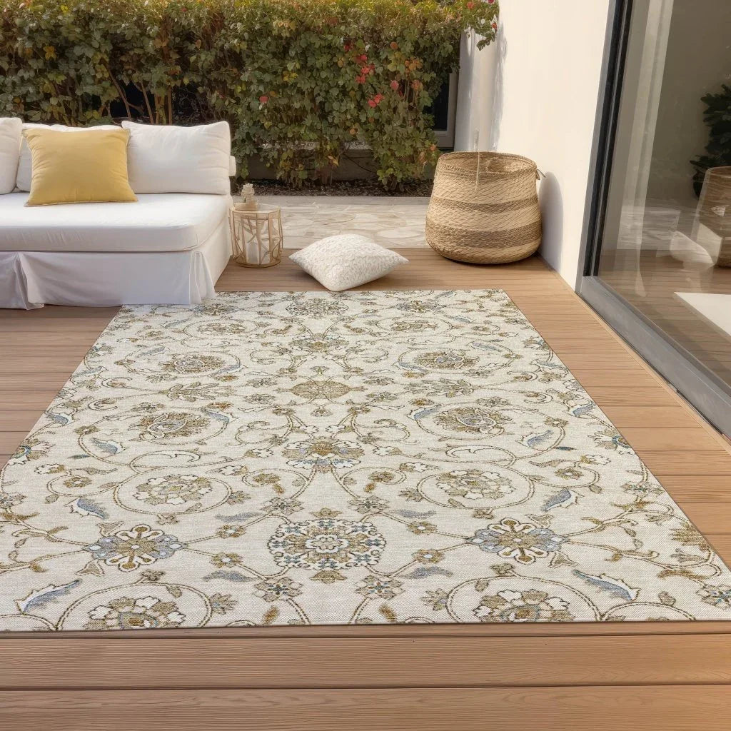 LOOMLAN Rugs Irene Ivory Washable Indoor-Outdoor Rug