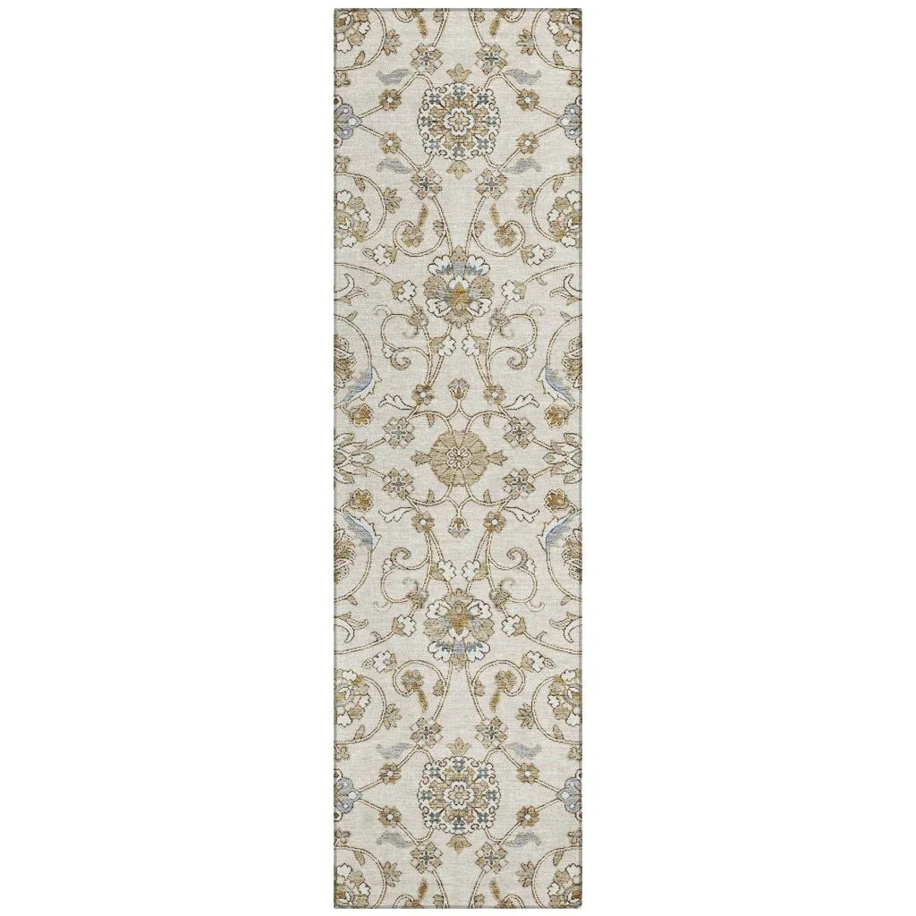 LOOMLAN Rugs Irene Ivory Washable Indoor-Outdoor Rug