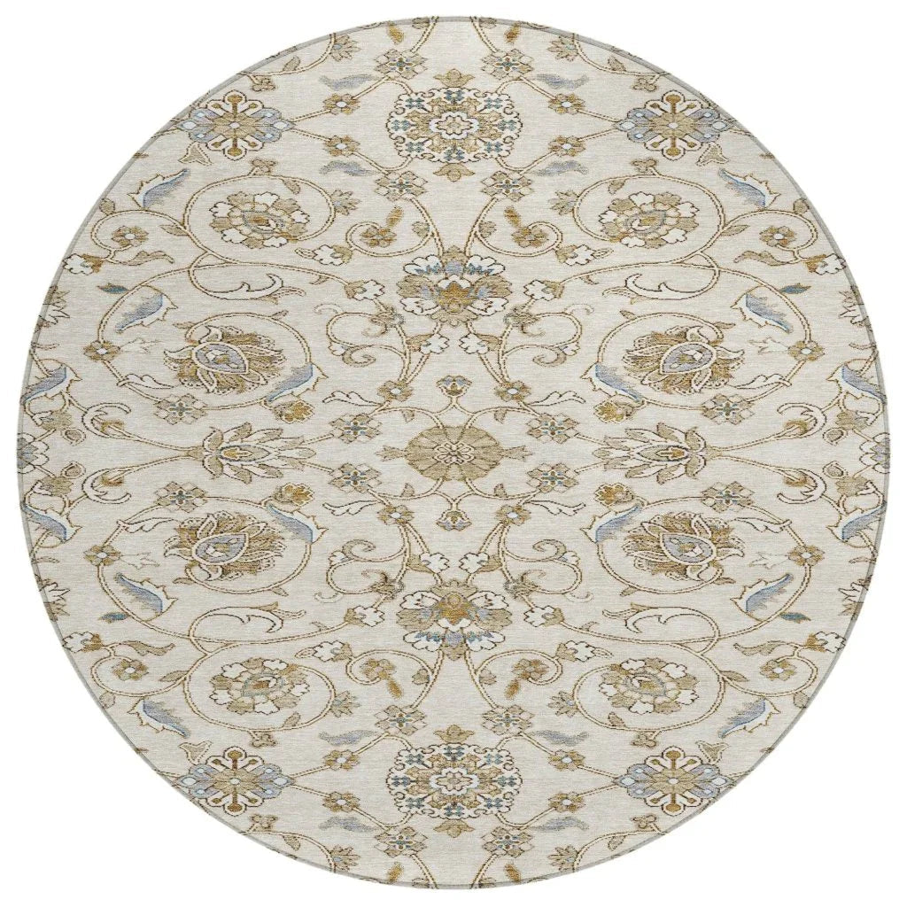 LOOMLAN Rugs Irene Ivory Washable Indoor-Outdoor Rug